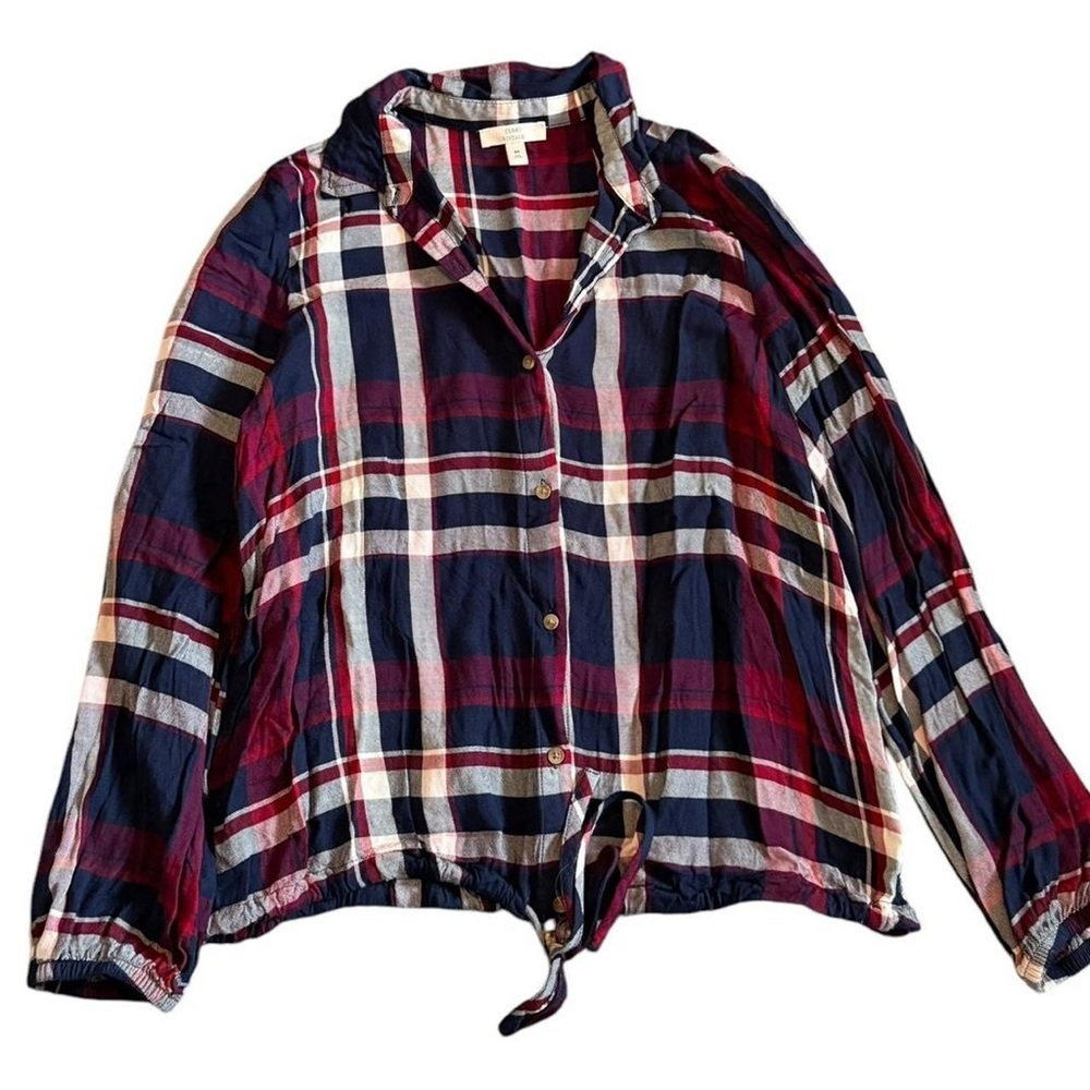 Como Vintage Plaid Shirt with Tie Front